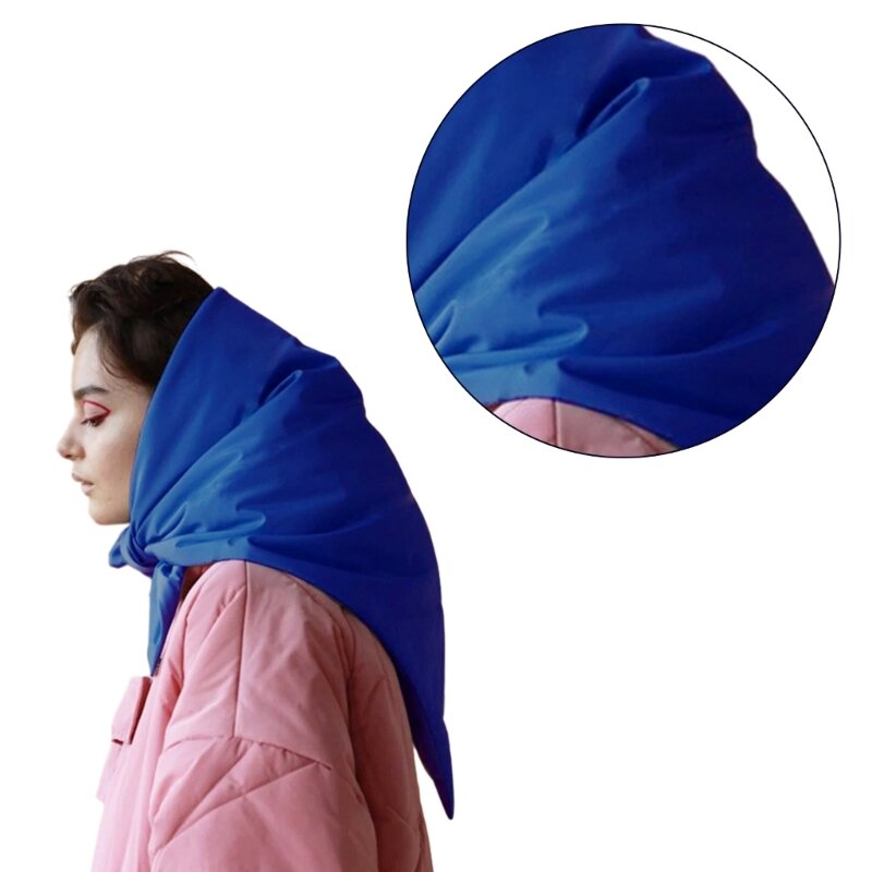 Puffer Hat for Female Headscarf Hat Warm Headwear Ear Flap Winter Shawl Comfortable Head Protective for Outdoor Activity T8NB