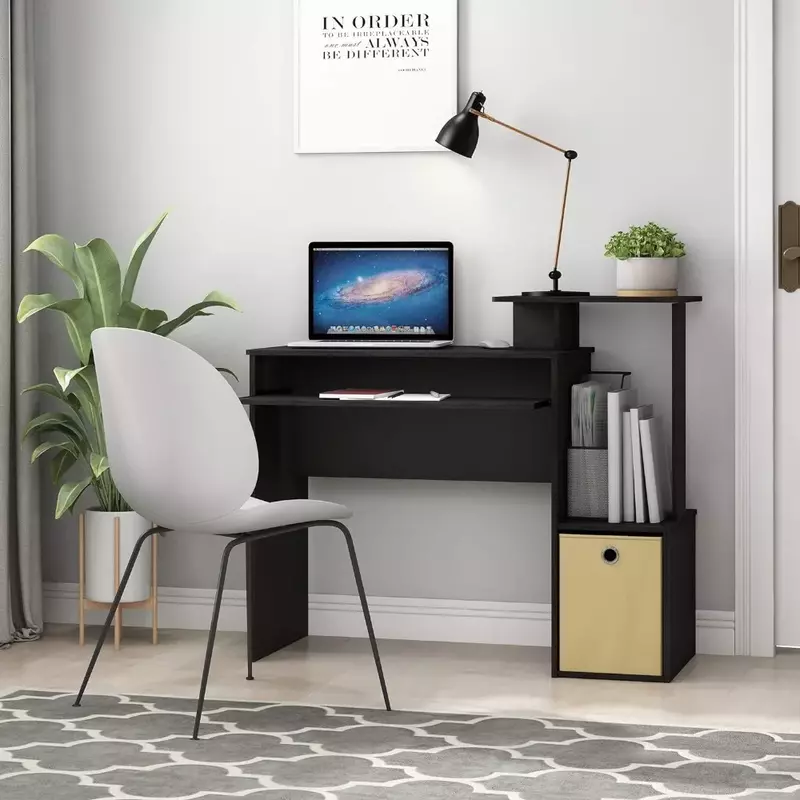 Escritorio multiusos para sala de estar, escritorio para estudio, oficina en casa, escritorio para computadora, mesa Pliante, escritorio de lectura para juegos, negro/marrón