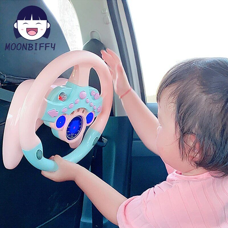 Simulasi Mengemudi Mobil Mainan Roda Kemudi Anak-anak Bayi Mainan Interaktif Anak-anak dengan Suara Ringan Musik Pendidikan Copilot Hadiah