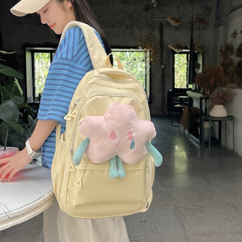 Estilo japonês Star Decor School Bag, mochila portátil, grande capacidade, mochila de viagem, sacos de livros para estudante, adolescente