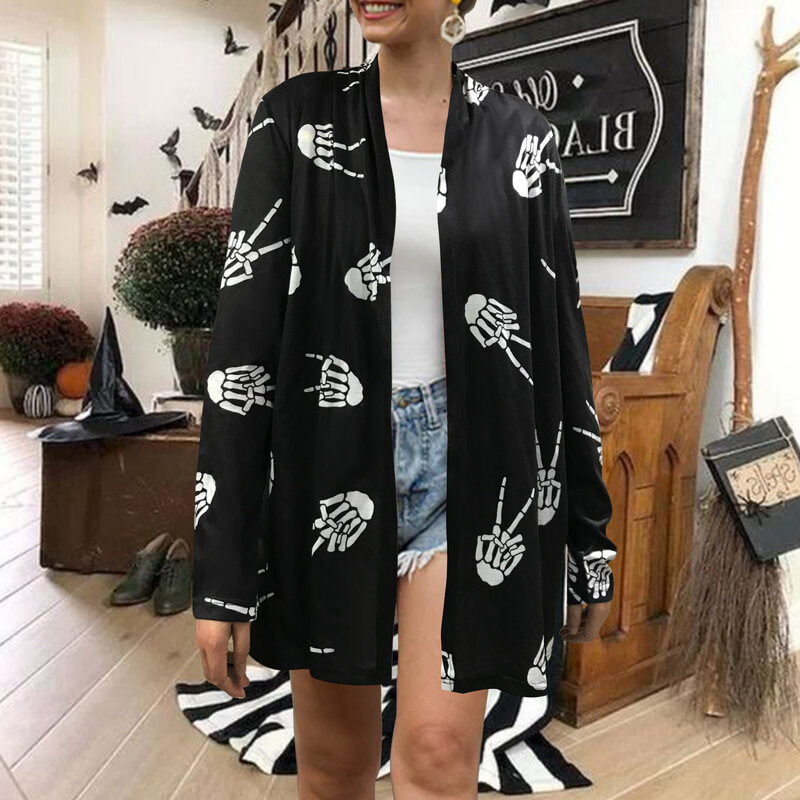 Kardigan Halloween Blus Harajuku Antik Mantel Musim Dingin Wanita Y2k Streetwear Korea Lengan Panjang Mantel Atas Perempuan Sweter 2022