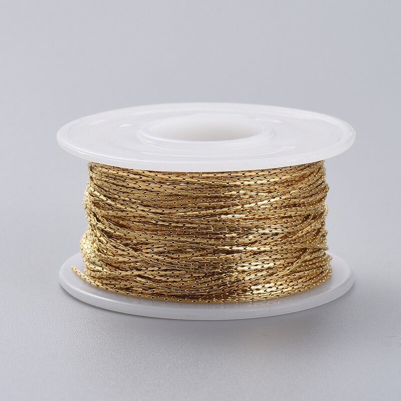 Cardano-Cadena de eslabones finos de acero inoxidable, Material de cadena flexible dorado para fabricación de joyas DIY, 0,8mm