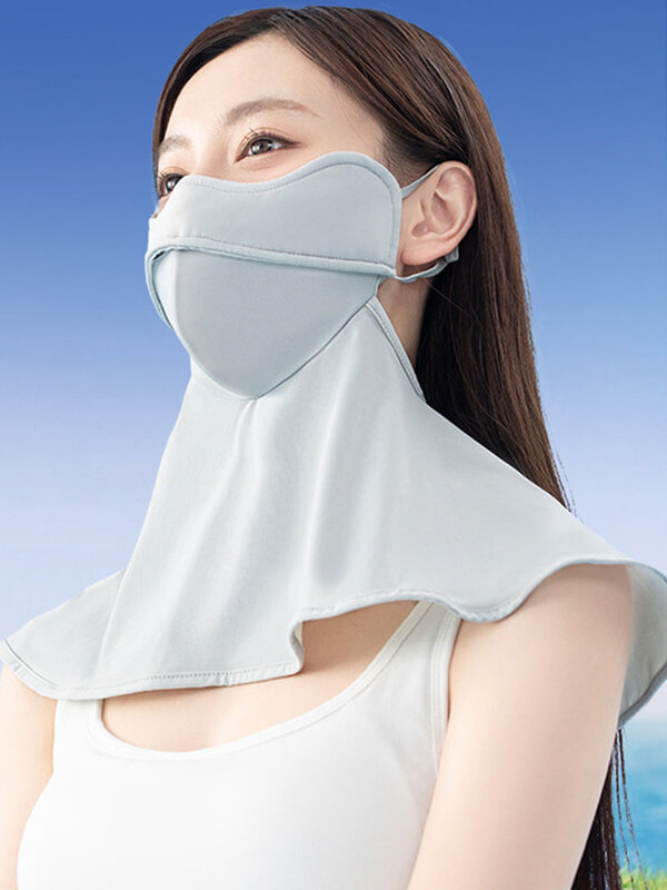 Máscara de proteção solar respirável feminina 5d, sem rasto, destacável, seda gelada, anti-ultravioleta, capa fina para rosto, verão, nova