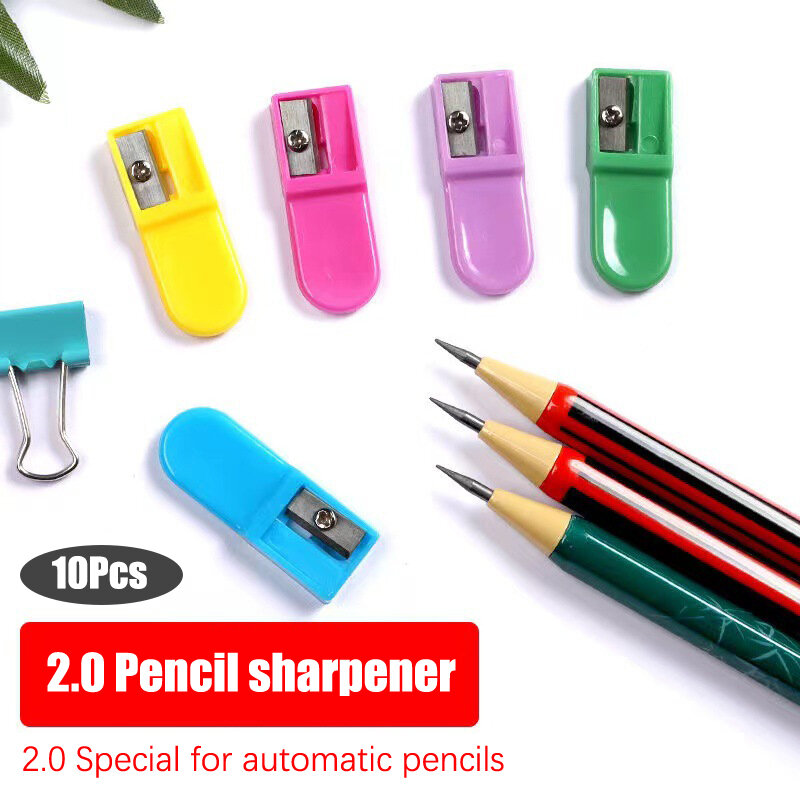 10PCS Portable Mechanical Pencil Lead 2.0 Refill Grinder Mini Jelly Color Plastic Pencil Sharpener For Children School Supplies