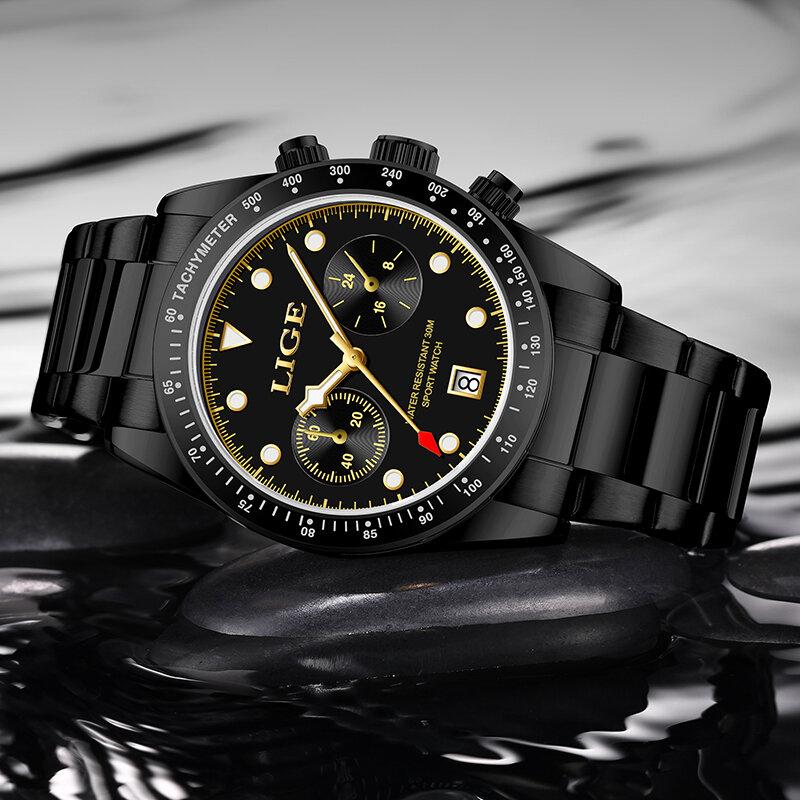 LIGE Fashion New Men Watch orologio da polso di lusso al quarzo in acciaio inossidabile con data Business Casual Watch relogio masculino
