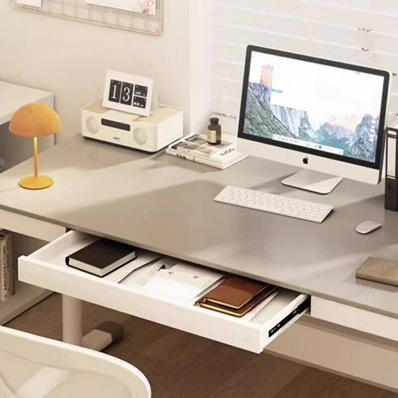 Mesa de escritório de estudo, Mesa de canto branco, Mesa de leitura lateral ajustável, Mobília doméstica