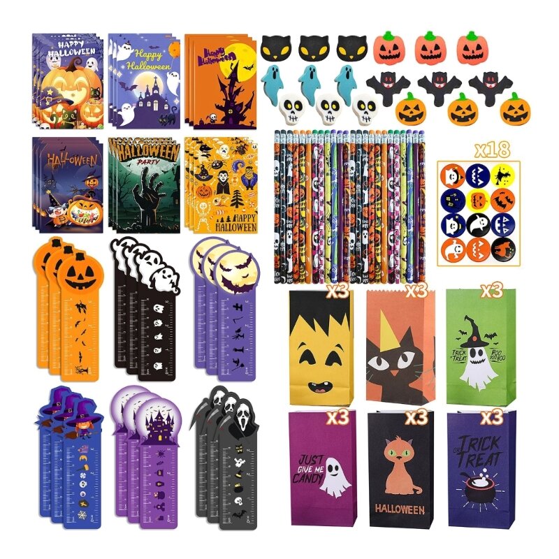 Halloween Stationery Gift Set, Trick or Treating Goodie Bag Fillers for Class Dropship