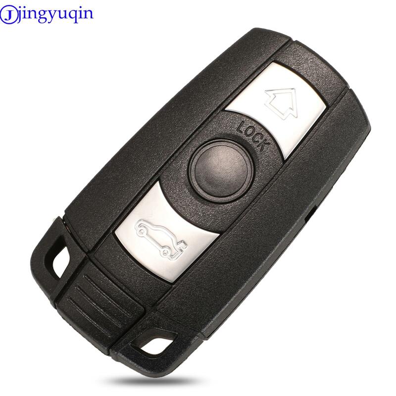 Jingyuqin-carcasa de llave de coche con mando a distancia, 3 botones, hoja inteligente, Fob, funda para BMW 1, 3, 5, 6, Serie E90, E91, E92, E60, con logotipo