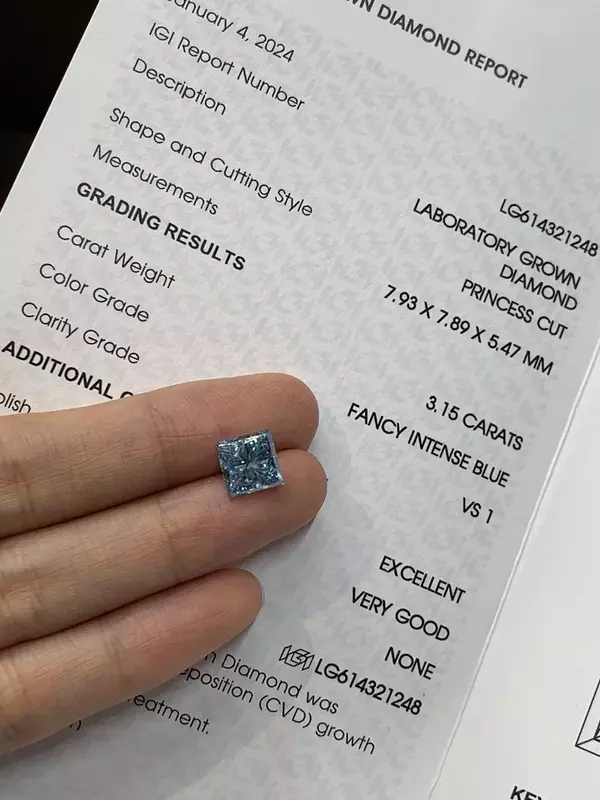 Ярко-голубой бриллиант 3,15 карата от Pirmiana, VS 1 EX/VG N Lab выросший алмаз, сертификат иджи CVD для изготовления ювелирных изделий своими руками