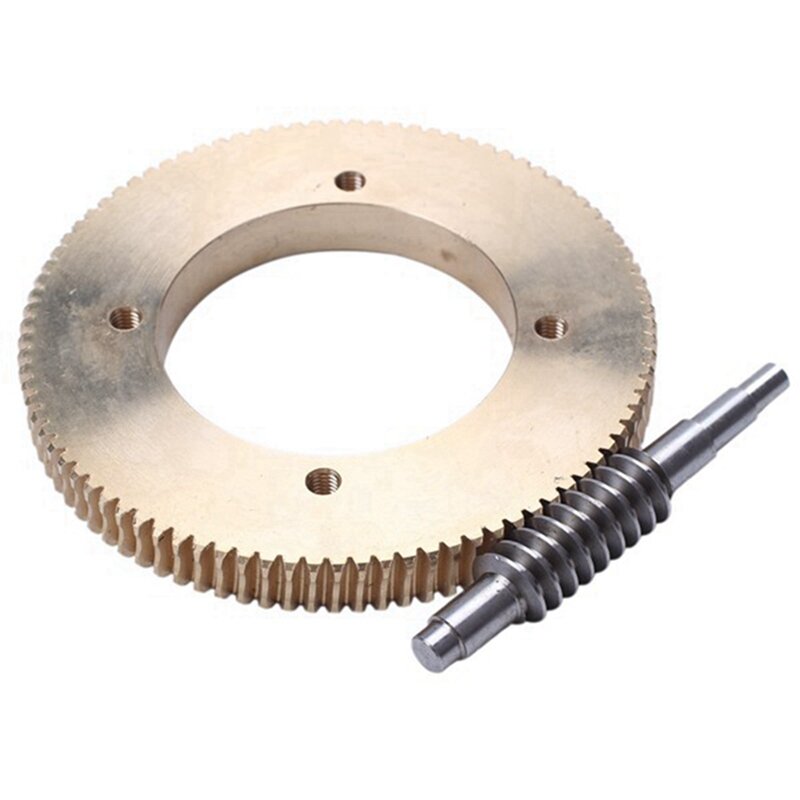 2X Stainless Steel Worm Tin Bronze Worm Gear Wear 1:90 Reduction Ratio Large Reduction Ratio