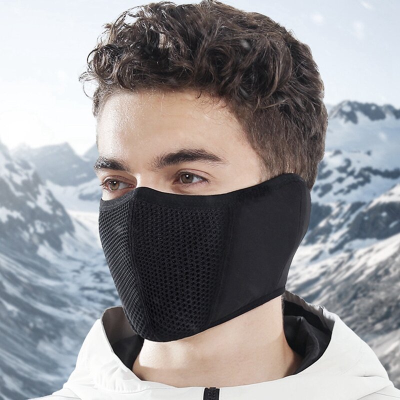 Zimowa osłona na twarz ochrona słuchu ciepła polar wiatroszczelna męska przeciwkurzowe kolarstwo sportowe maska termiczna na narty