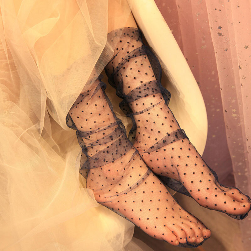 Женские носки, летние милые носки в стиле "Лолита", женские сексуальные кружевные носки JK, Модные свободные дышащие ажурные чулки, носки принцессы из тюля
