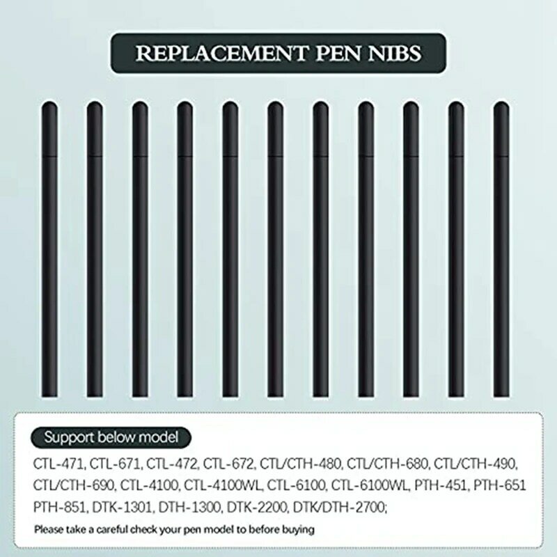 Suku cadang pengganti 20 buah pena standar pena isi ulang hitam ujung pena kompatibel dengan Bambu CTL471 CTL671 CTL672 CTH480