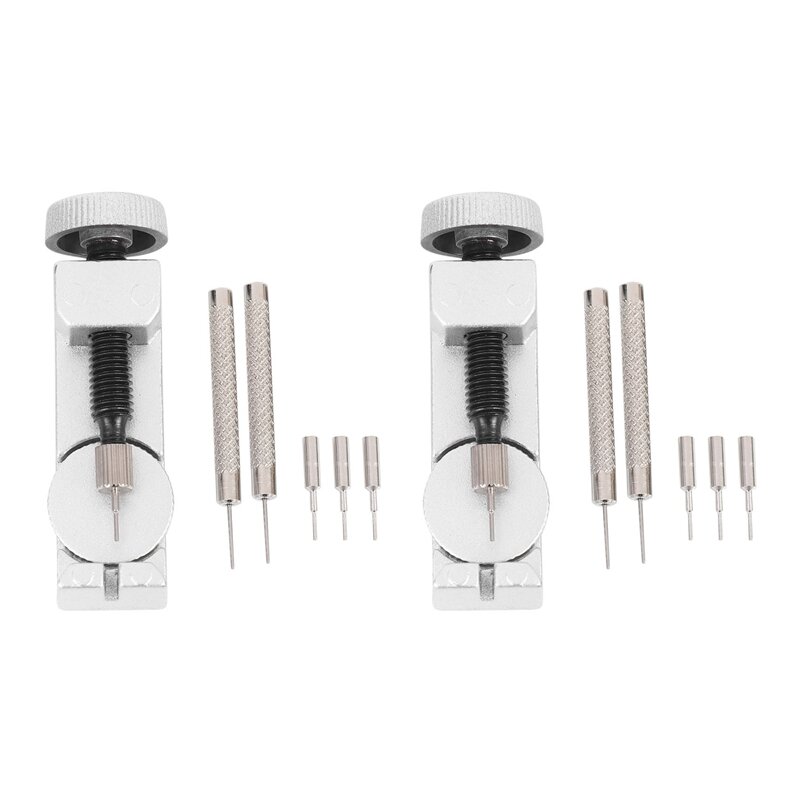2x pulseira de relógio link pino removedor repair tool kit para relojoeiros com pacote de 6 pinos extra