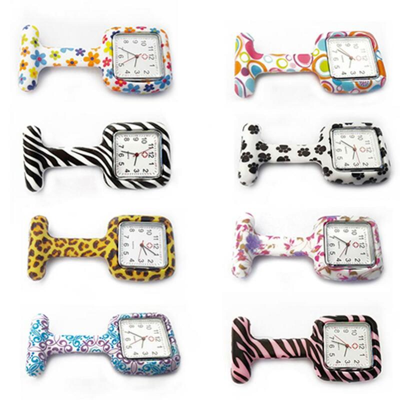 Quartz Watch Nurse Watch Silicone Women's Nurse Watches Square Printed Style Clip Fob Brooch Pendant Pocket Hanging Doctor Movem