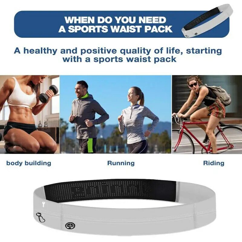 Running Belt Adjustable Slim Elastic Waistband Storage Bag Phone Belt Fanny Pack Slim Running Accessories For Sport Workout