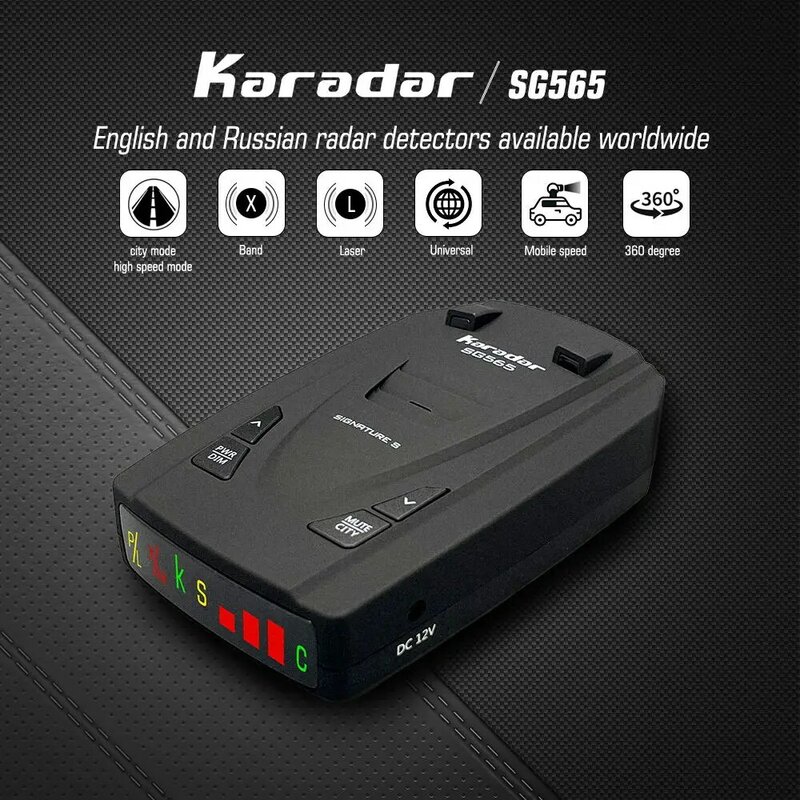 Karadar-detector de radar SG565 para coche con firma, alerta de voz en inglés y ruso, alarma de coche