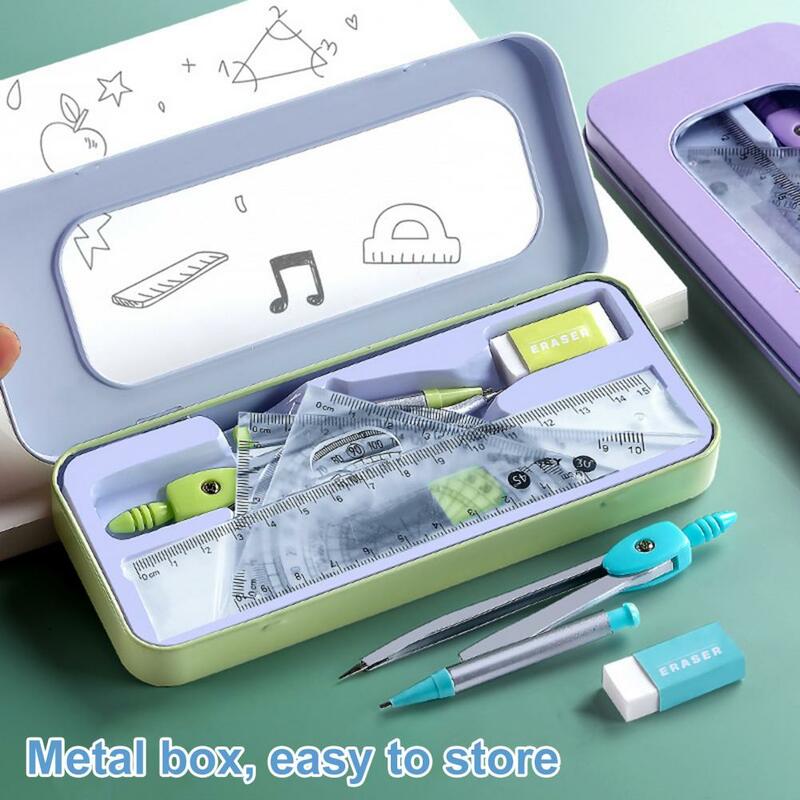 7Pcs/Set Ruler Compass Student Rulers Protractor Drawing Compass Stationery Rulers Mathematical Compass School Supplies