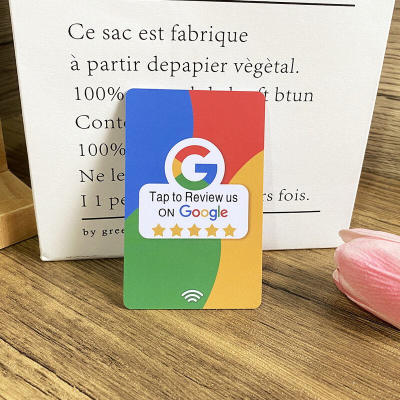 Haga crecer su negocio con las tarjetas de revisión de Google NFC Toque y califique las tarjetas de revisión de Google