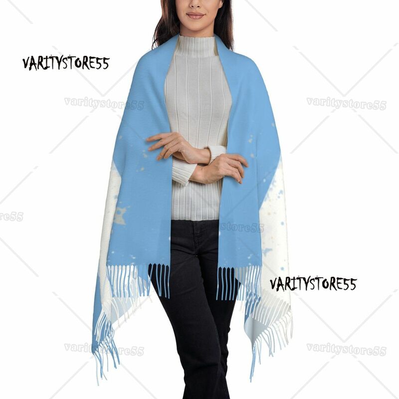 Bufanda con bandera de Argentina para mujer, chal largo con borla cálida, Unisex, invierno y otoño