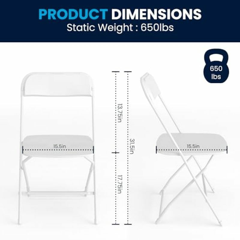 A! Plastikowe składane krzesło-biały-6 paczek 650LB waga wygodne krzesło konferencyjne-lekkie krzesło składane