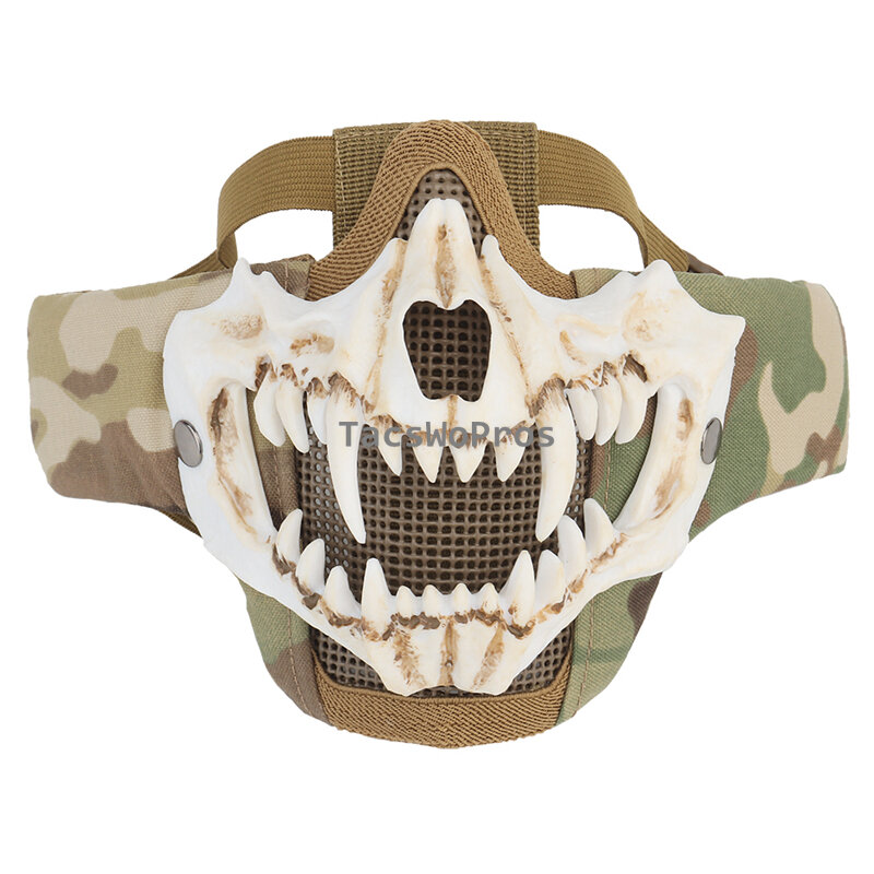 Máscara facial de aço de baixo carbono para caça, máscaras de combate táticas breathable, halloween, halloween, festa, cos