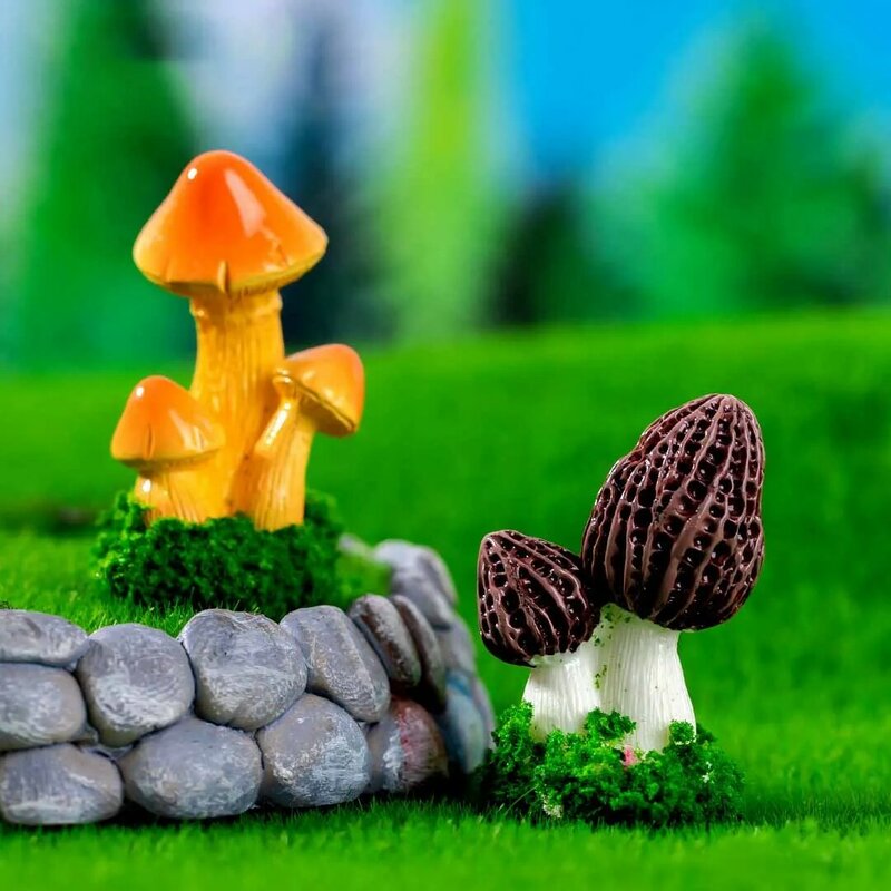 Simulation Colorful Mushroom Resin Craft Model Moss Micro Landscape Succulent Accessories DIY Desktop Decoration Ornaments
