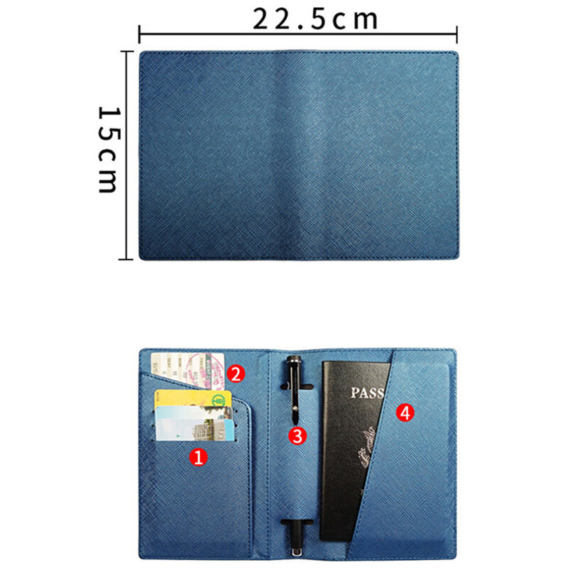Women Men Vintage Business Passport Covers Holder Multi-Function ID Bank Card PU Leather Wallet Case Travel Accessories