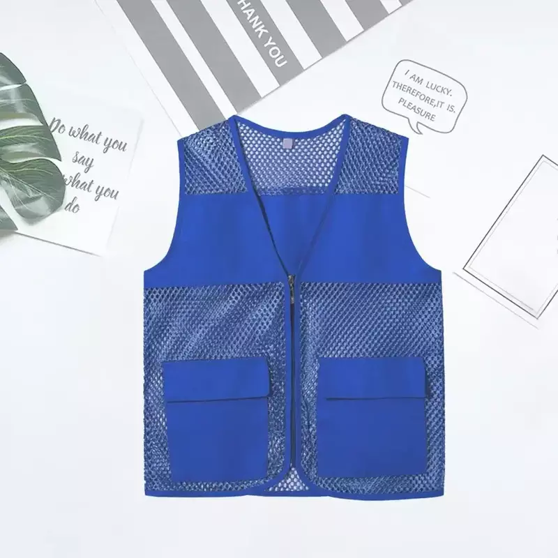 Respirável Trabalho Zipper Vest para Homens e Mulheres, Colete de Trabalho Casual, Jaqueta Respirável, Unisex Vestuário, Trip Placket