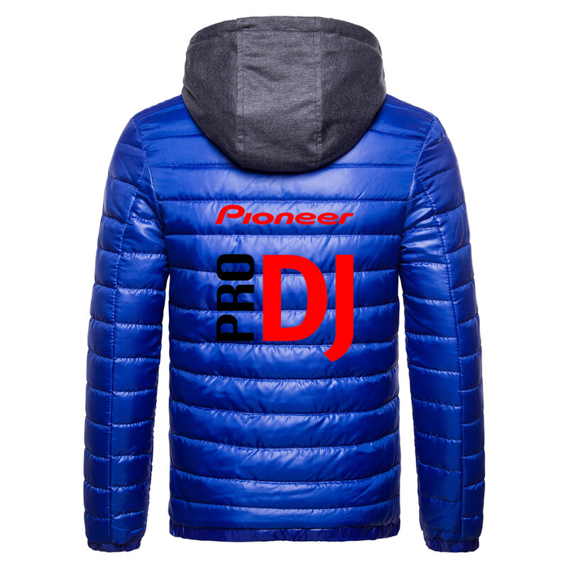 Winter New Men's Down Double Zipper Jacket Pioneer Pro DJ Printed Customizable Logo Hoodies Warm Down Jacket Men's Top Quality