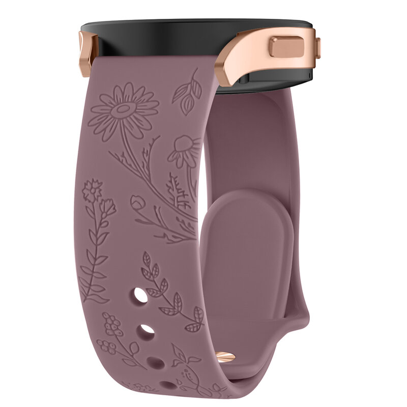 20mm Flower Engraved Bands For Samsung Galaxy Watch 6/5/4/Active 2/5 Pro 45mm 40mm 44mm/Watch 6 4 Classic/Watch 3 41mm Watchband