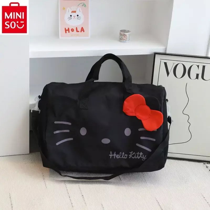 MINISO Sanrio Hello Kitty Kuromi Foldable Luggage Bag for Women's Leisure Large Capacity Multi functional Storage Travel Bag