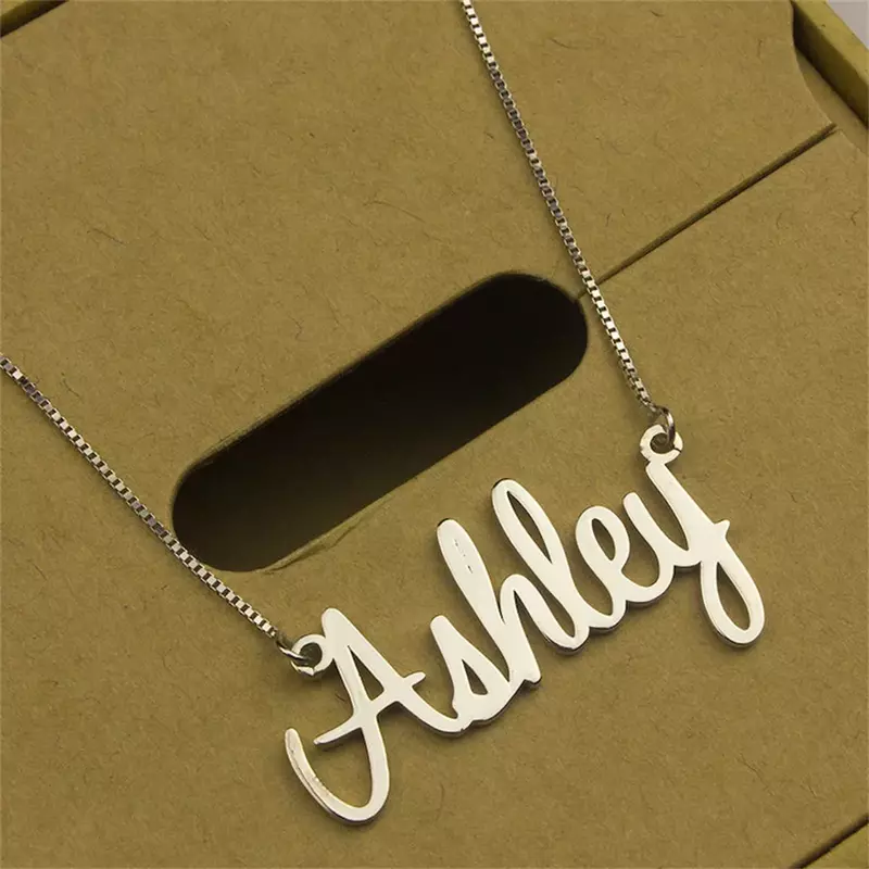 Personalized Name Necklace Stainless Steel Custom Jewelry Handmade Nameplate Pendant Box Chains Choker Women Men Christmas Gifts