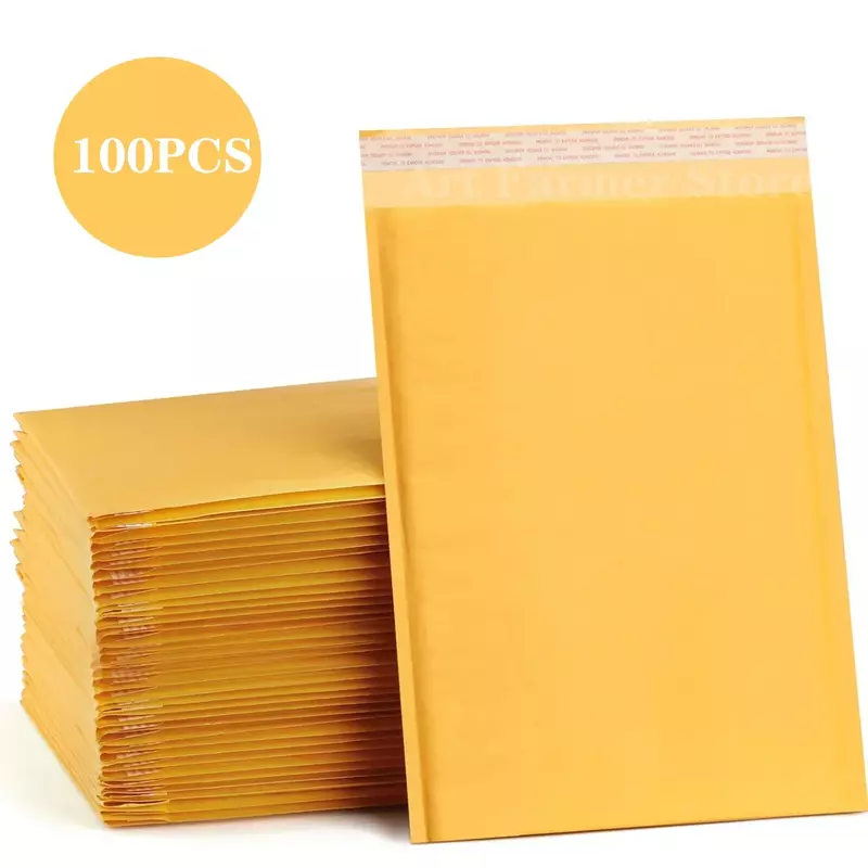 100 szt. Wysyłka pocztowa koperta papierowa worek do pakowania do pakowania biznesowego koperty z folią bąbelkową własnoręczne małe uszczelnienie Kraft