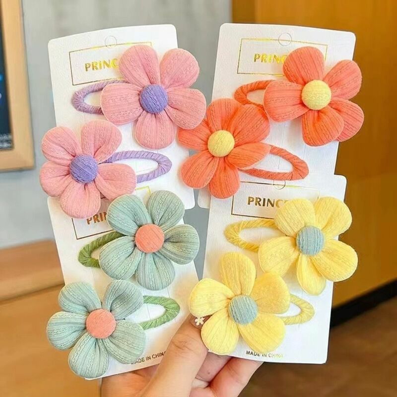Korean Style Children's Cute Fabric Flower Pair Clip Hair Accessories Girl Hairpin Temperament Clip Baby Headdress