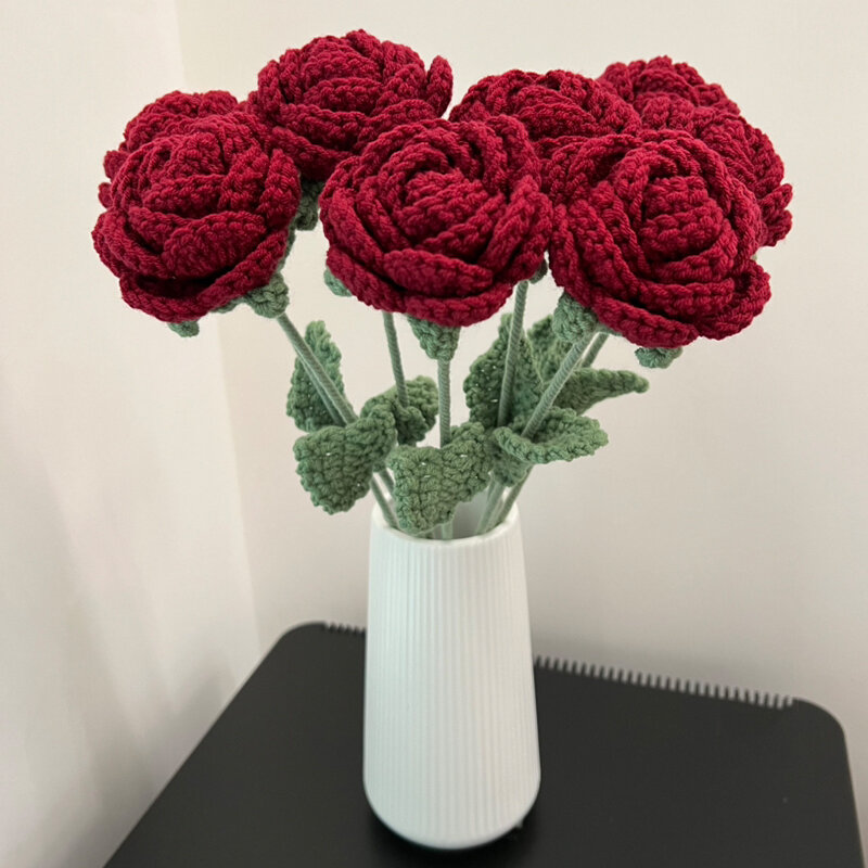 Bouquet de Roses Faites à la Main, Fausses Fleurs, au Crochet, Décoration de Maison, ixde Léon, Nouvelle Collection
