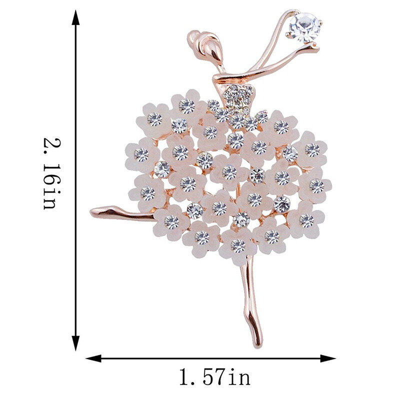 Balet malaikat gadis kubik berlian imitasi dekorasi Pin bros untuk mantel Sweater