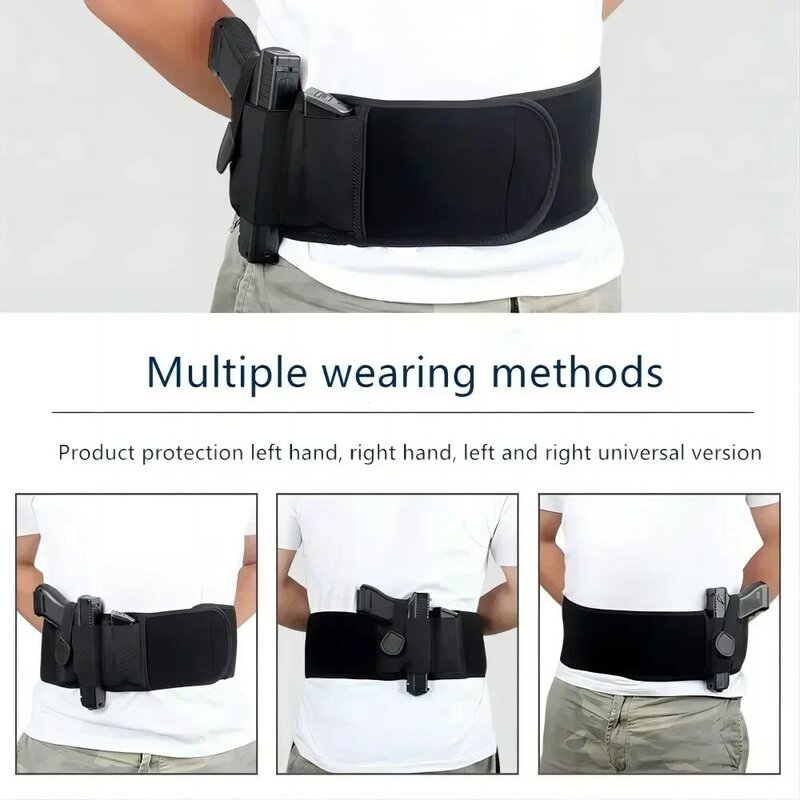 Cinturón táctico para pistola de vientre, correa de transporte oculta, soporte para pistola, bolsa para revistas, funda Invisible