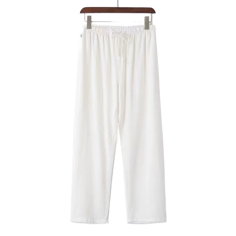 Pantalones de lino transpirables para hombre, ropa de calle ligera para Fitness, pantalones de chándal de algodón para playa
