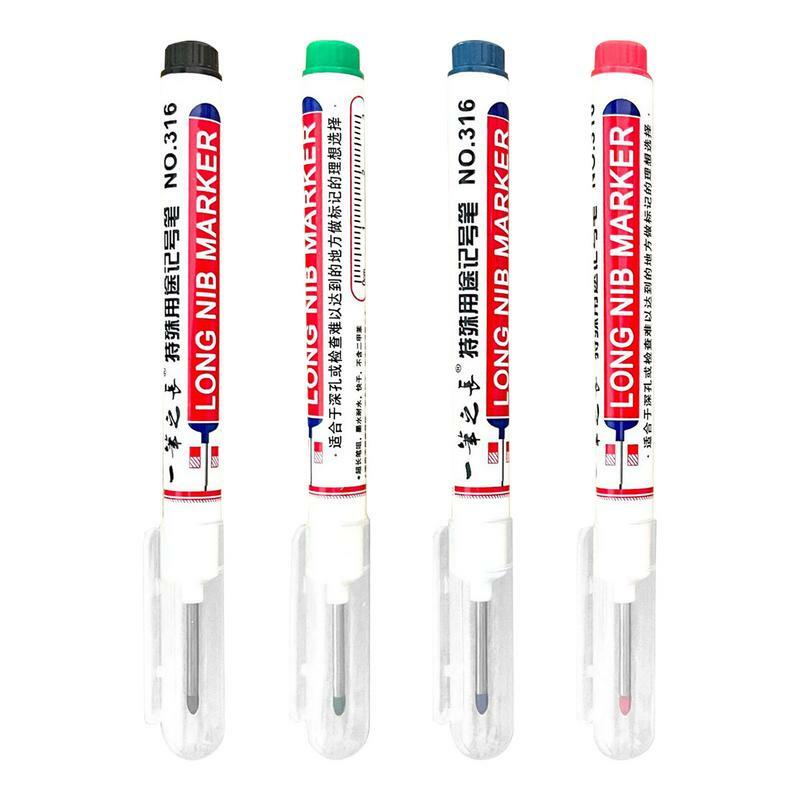 Deep Hole Marker Pens Waterproof Quick-Drying Mechanical Carpentry Colorful Marker Pen Long Nose Deep Hole Marker For Carpenters