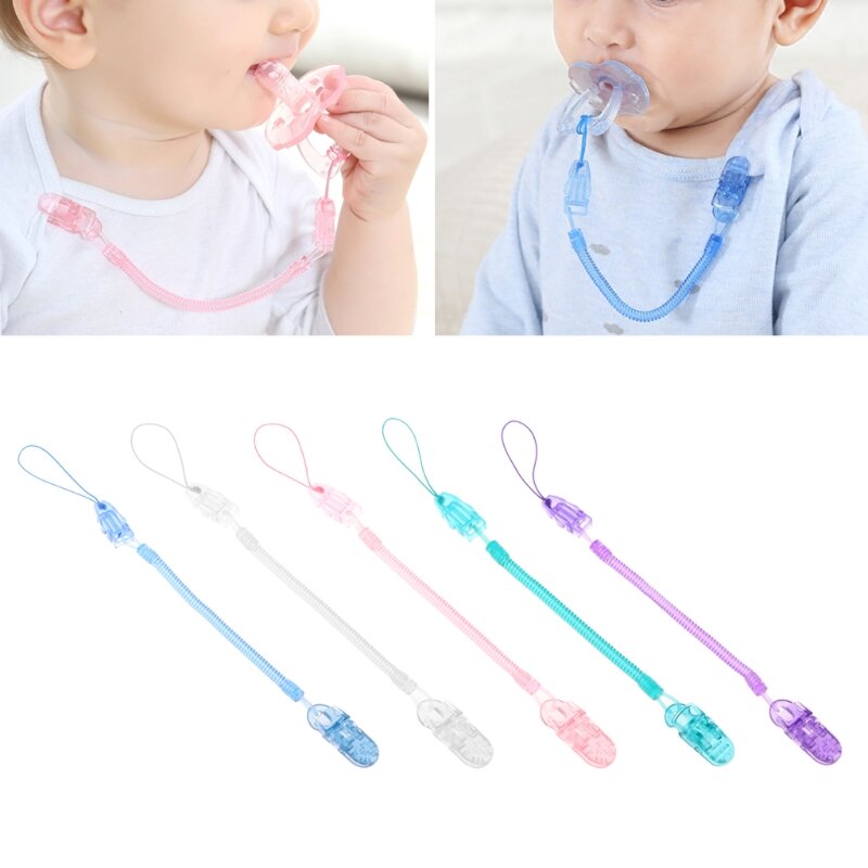 Baby Spring Pacifier Chain Infant Toddler Pacifier Detatchable Soother Nipple Clip Chain Holder Strap Anti-lost