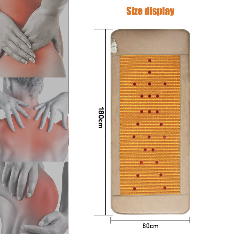 New Treatment Mattress Far Infrared Back Massage Instrument Tourmaline Amethyst Jade Body Insulation Pad Relax Relief The Pain
