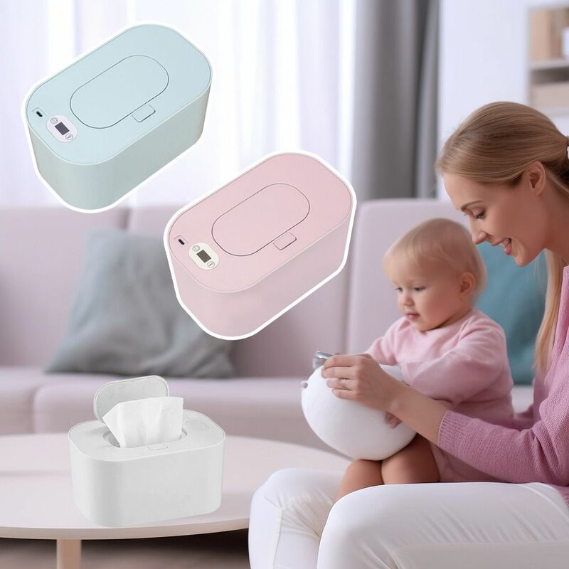 Kotak pemanas tisu basah bayi, penghangat tisu basah plastik kapasitas besar, tahan lama, temperatur konstan, pemanas tisu basah bertenaga USB