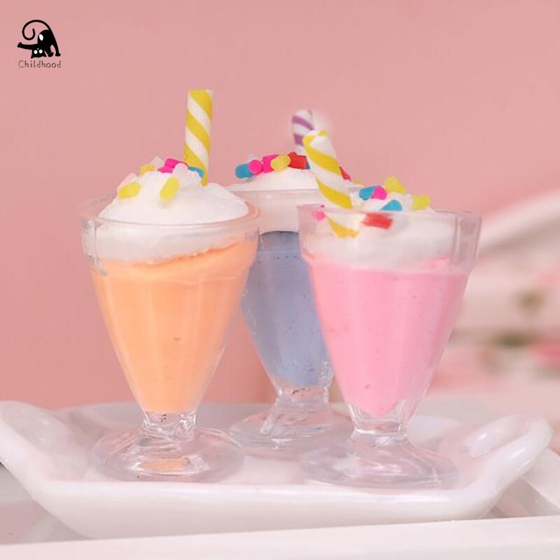 1pc Mini Drink Ice Cream Cups Model Pretend Play Mini Food Doll Accessories Fit Play House Toy Dollhouse Miniature
