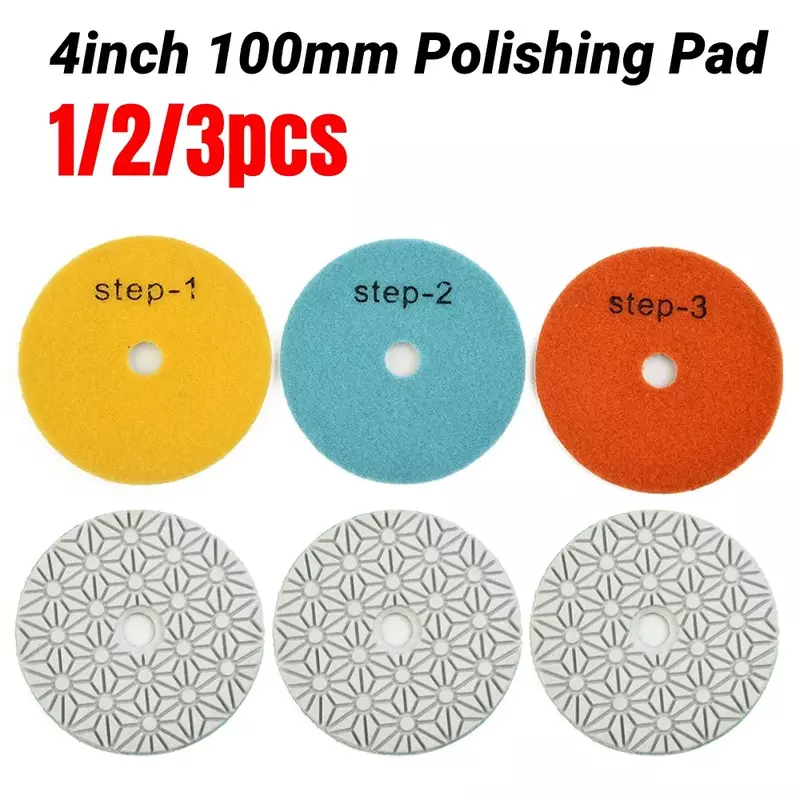 3/2/1pcs Polishing Pads 4Inch/100mm Dry Wet Diamond 3Steps Polishing Pad Granite Polishing Tool Marble Grinding Pads
