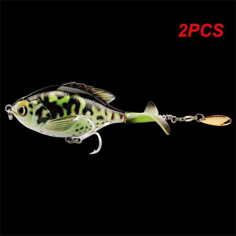 2PCS With Propeller Topwater Fishing Lures 97mm 16.6g Artificial Bait Hard Plopper Crankbait Rotating Tail Fishing Tackle Gear
