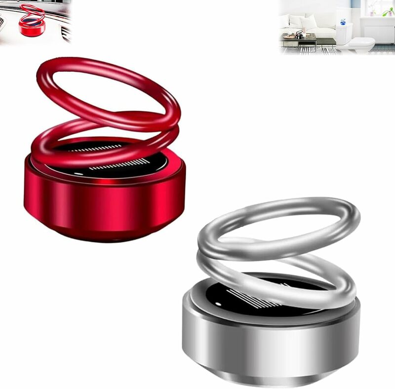 1PC Portable Kinetic Mini Car Air Freshener Solar Powered Double Ring Rotating Air Cleaner Perfume Fragrance Diffuser Decoration