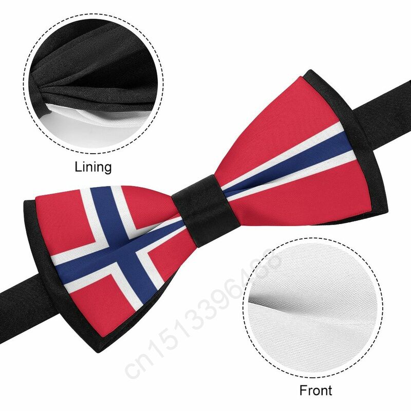 Bandeira da Noruega masculina gravata borboleta, laço casual, gravata com gravata para festas de casamento, nova moda, poliéster