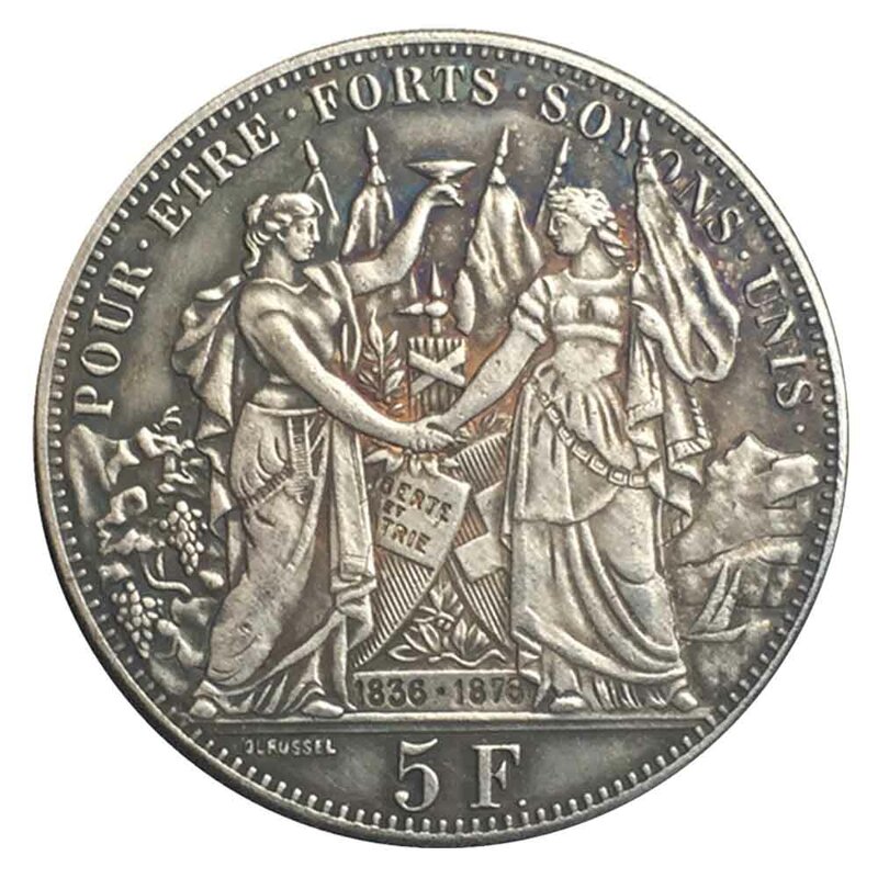Luksusowa 1876 szwajcarska para anioł uścisk dłoni sztuka moneta/moneta decyzyjna klubu nocnego/pamiątkowa kieszonkowa moneta na prezent