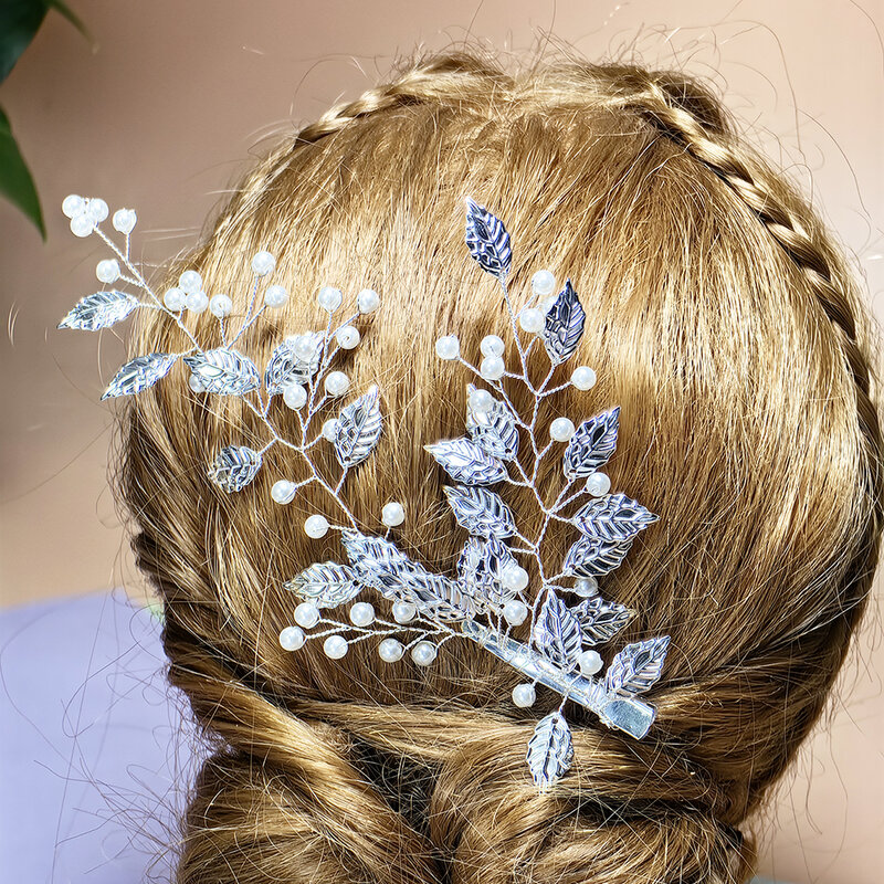 Srebrna dla nowożeńców ręcznie wykonane ślubna spinka do włosów dla kobiet